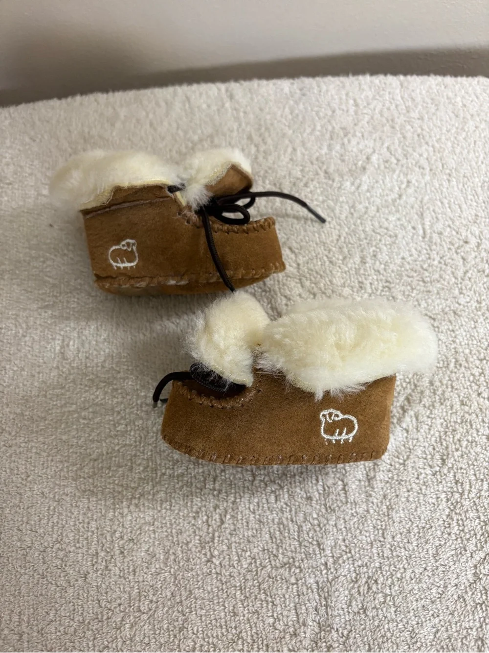 BABY Infant SHEEPSKIN Sheep Shearling WOOL Lined BOOTIES